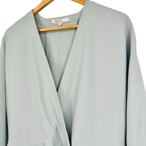 Tibi Womens Chalky Drape Long Sleeve Wrap Mini Dress in Ash Green Size 6 - Picture 12 of 16